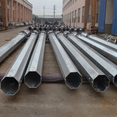 10KV-550KV Rounded Tapered Galvanized Steel Pole Tower With Steel Bracket