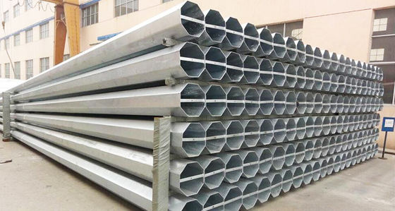 Polygonal 10m 12m 16m Street Lamp Post Galvanized Square And Single Arm Type
