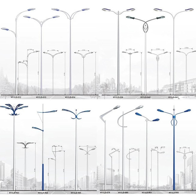 Single Section Lattice Steel Pole Single Arm Street Light Steel Tubular Pole