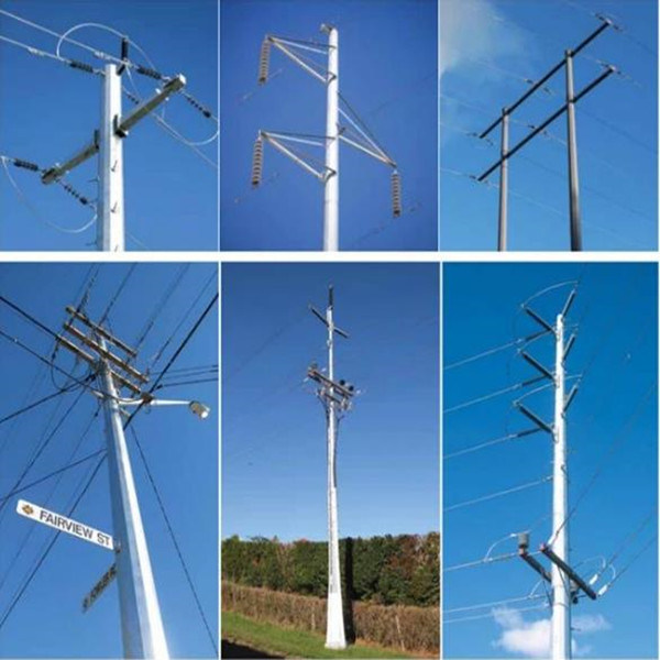 Galvanized Electric Power Transmission 750KV steel tubular columns