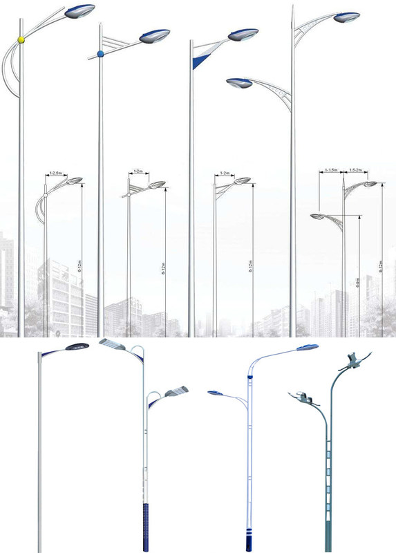 Custom Ip65 Galvanized 8 - 12M High Pressure Sodium Lamp Single Arm